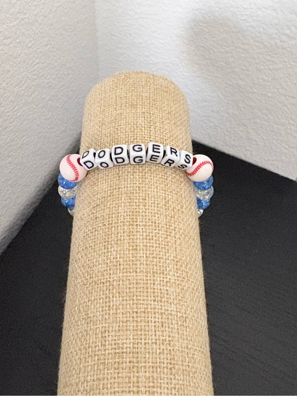 Handcrafted dodgers beaded bracelet